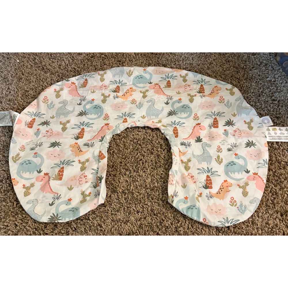 Boppy- White Dinosaur & Cactus Pastel Colors Pillow Cover